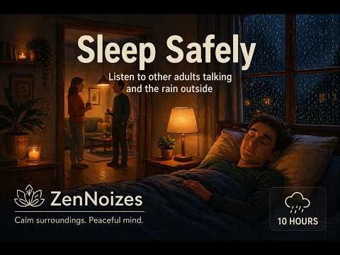 Sleep Safe with Soft Voices & Rain on Window 😴 10 Hours | Calm Background Talking | ZenNoizes