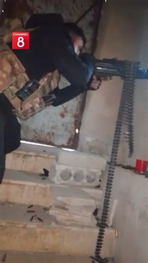 An Internal Security member in Aleppo opens fire with a machine gun, shooting at members of the Syrian army. #CHANNEL8 #Aleppo | Channel 8 English