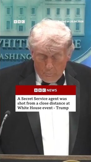 Trump says officer injured but in "great shape" after shooter stormed security at event. #BBCNews