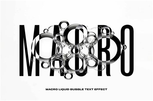 Macro Liquid Bubble Text Effect