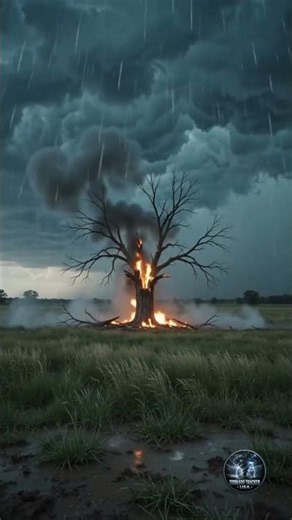 Lightning Strikes Tree and It EXPLODES - Caught on Camera