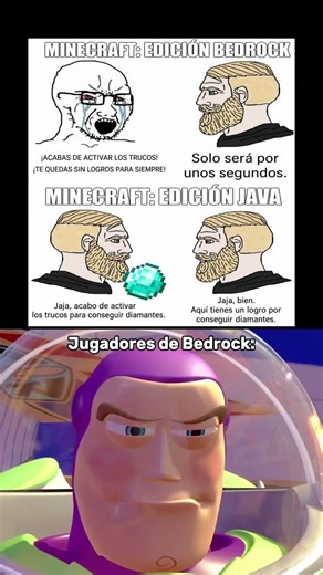 Java vs. Bedrock cuando activas los trucos 😂 #pov