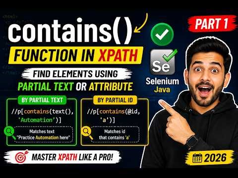 83. contains() function in XPath Expressions - Part 1 (Selenium Java 2026)