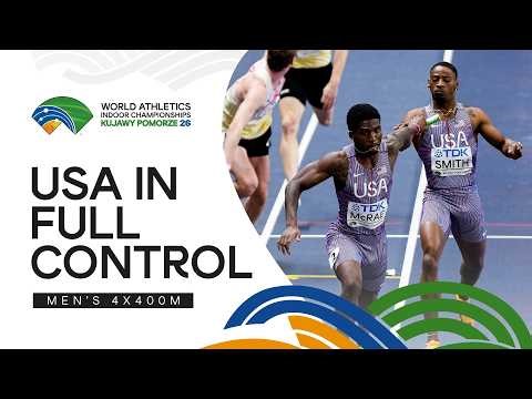 USA men's 4x400m relay run away win back-to-back golds | World Indoor Championships Toruń 26