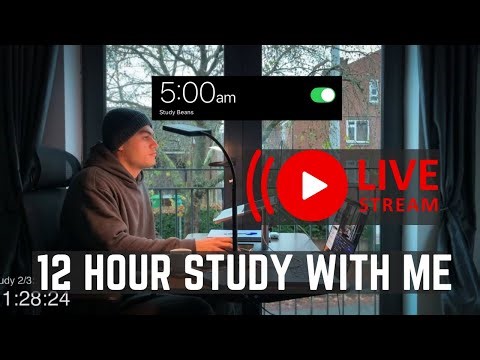 12-Hour LIVE Study With Me 🎓 | Cozy UK Ambience | Custom Pomodoro Timer | Deep Work Mode