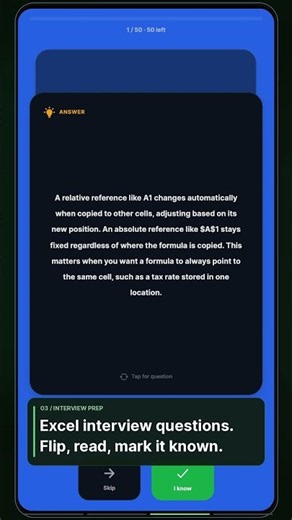 Learn Excel: First Formula, Learning Path, Interview Cards and Review