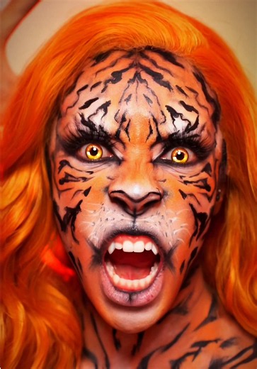 YOU CANNOT REASON WITH A TIGER! 🐅 #makeup #makeuptransition #tiger | you cannot reason a tiger transition