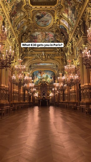 A ballet at iconic Palais Garnier 📍 Palais Garnier, Paris, France Opened in 1875, this is one of the most spectacular opera houses in the world. Look up and you’ll see the famous Marc Chagall ceiling, painted in 1964, a bold, modern artwork floating above red velvet and gold, featuring scenes inspired by Mozart, Tchaikovsky, Bizet and Wagner. 🎟️ €30 ticket I bought a category 4, first row of the upper level, with a clear view of the stage. This is what I love about Paris: some of its most memo