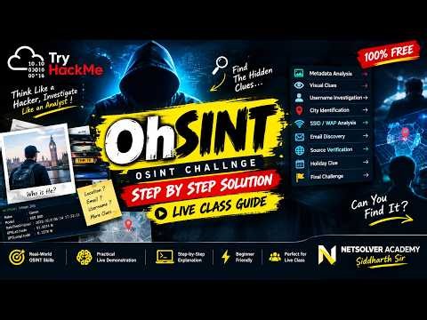 🔴 LIVE: OhSINT TryHackMe CTF Walkthrough 🔥 | Complete OSINT Challenge Step-by-Step | Cyber Security