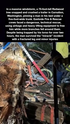 Man Survives Redwood Tree Falling On Him Inside His Trailer