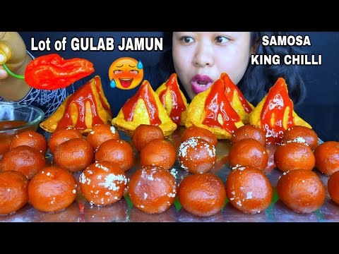 EATING LOT OF GULAB JAMUN EATING CHALLENGE WITH SPICY SAMOSA EATING CHALLENGE MUKBANG ASMR