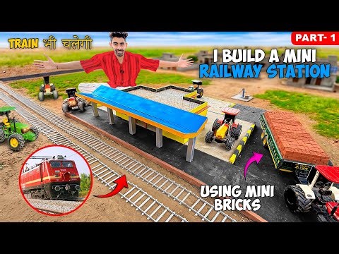 Making a Mini Railway Station with bricks using Rc Tractor 🔥Mini City Project @Aakash946 