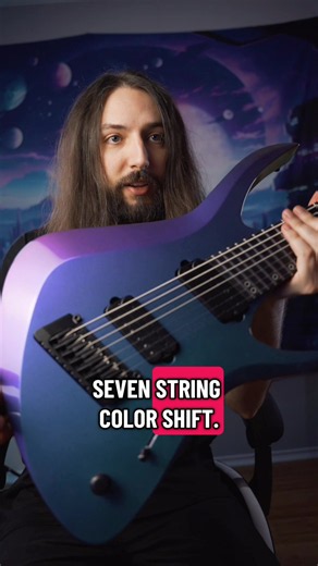 The best day is NGD 🎸🔥 Kiesel just dropped their newest model, the Antares! Got mine in this insane color shift finish with a Kyber headstock 😍 The deep bottom horn makes high notes so easy to reach and the new body shape is crazy comfortable on the leg. Also my first guitar with a whammy bar 👀 Didn't use it in this riff but more whammy bar content coming soon 😈 #kieselguitars #7string #NGD #newguitarday #metal