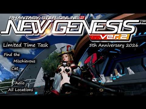 Pso2- NGS Limited Time Task: Find the Mischievous Cat -All Locations NGS 5th Anniversary Celebration