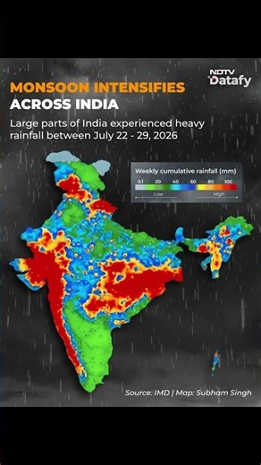 Monsoon Intensifies Across India: IMD Map Shows Heavy Rainfall Hotspots | NDTV Datafy