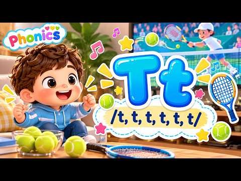 Letter T Phonics Song 🎾 | T Sound for Kids | Learn ABC Phonics