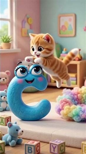 Letter C and a Cute Kitten! 🅲🐱 | ABC Phonics #Shorts