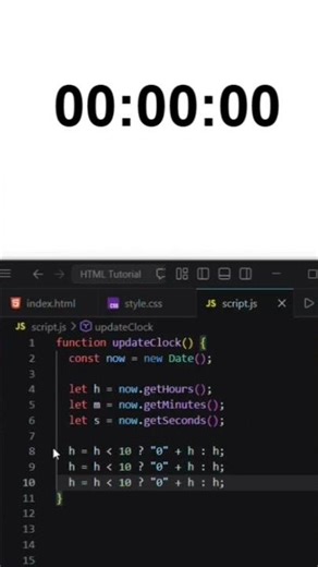 JS Live Digital Clock ⏰💻 | HTML, CSS & JS Project #coding #shorts