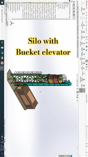 💯 Highest Silo Plant Design With Bucket elevator In SolidWorks | Amazing 3D Model 😍 #solidworks #cad