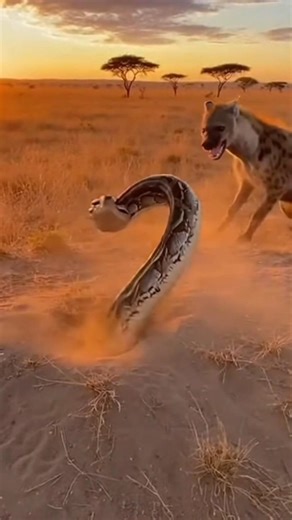 Hyena vs Python 😱 Savage Snake Ambush