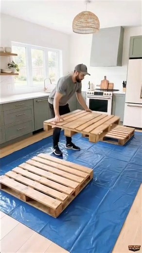 Raw Wooden Pallets to Luxury Kitchen Island 😱🔥 | Amazing DIY Transformation#shorts