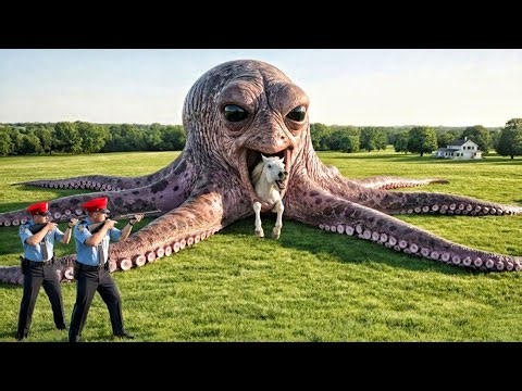 Giant Octopus Attacks Brave Heroes in Open Field 🐙 🐎
