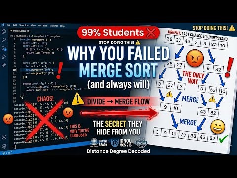 Why 99% Students FAIL Merge Sort? 🛑 Stop Memorizing Code! | Visual "Divide & Conquer" Flow Revealed