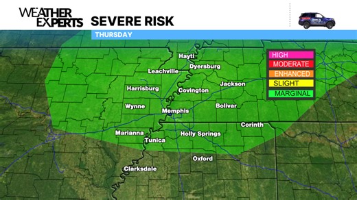 A few stronger storms possible Thursday afternoon/evening