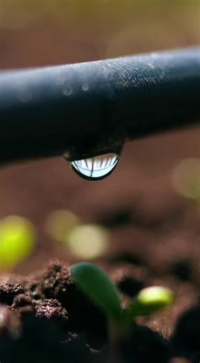 Drip Irrigation: Precision Watering for Sustainable Agriculture This video captures a single droplet of water forming beneath a drip irrigation line—small, simple, and powerful. This moment represents one of the most efficient irrigation methods used in modern and traditional agriculture alike. Drip irrigation delivers water slowly and directly to plant roots, minimizing waste while maximizing impact. How Drip Irrigation Works A drip irrigation system consists of tubes or hoses laid along the so