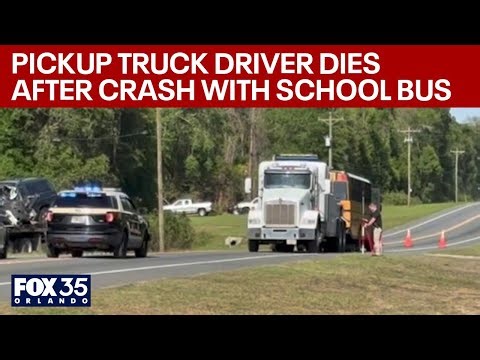 Pickup truck driver dies in school bus crash