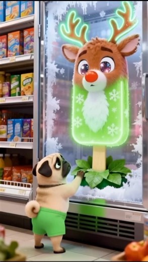 Pug’s Giant deer 🦌 Popsicle Surprise! 🤩 Poolside Fun & Neon Treats 🐾 #shorts #pug