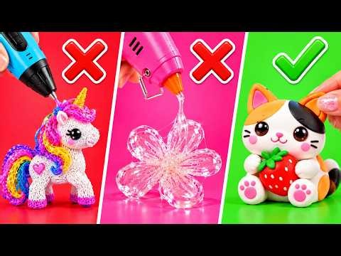 🔥 3D PEN vs HOT GLUE vs POLYMER CLAY! ✨ Crazy DIY Crafts by 123 GO! LIKE