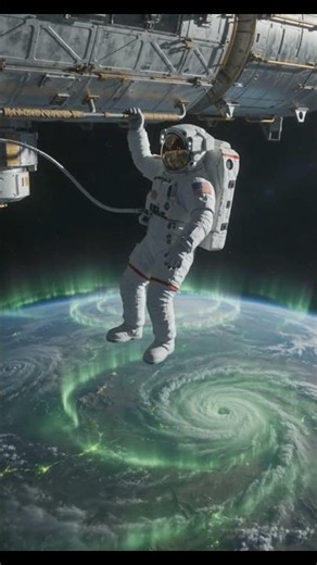 AI Generated Spacewalk Above a Glowing Alien Planet 😳🪐💚 #space #alienplanet #astronaut #spacevideo