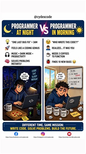 Programmer At Night VS Programmer In Morning 😂💻 | Every Developer Relates#coding #developerlife