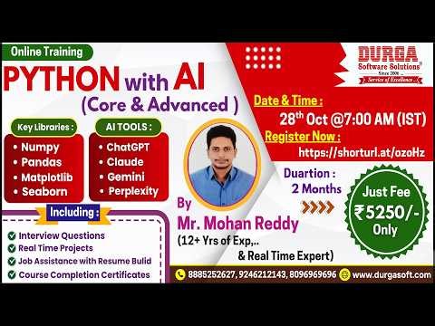 PYTHON with AI (CORE & ADVANCED) Online Training @ DURGASOFT