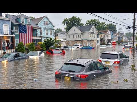 New Jersey, USA in Flood Chaos! 🌊 Severe Flash Floods Swamp Roads, Submerge Vehicles