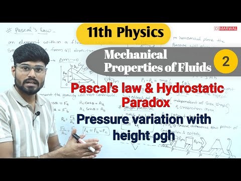 Pascal's law | Hydrostatic paradox | Pressure variation with height | Gauge pressure |fluid pressure