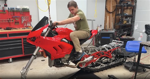 I built the world's fastest snow bike using a 2024 Ducati V4 Panigale street bike and CMX snow bike.