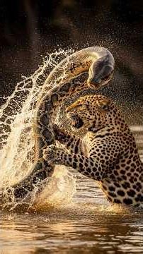 Leopard vs Python River Attack 😱 | Deadly Jungle Fight | Animal Battle 4K #animalfight #shorts