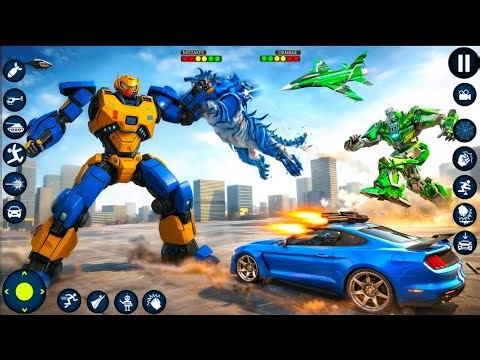 🤖Flying Jet Car Transformation Robot Game 2026 Robot New Fight Mission in City - Android Gameplay.