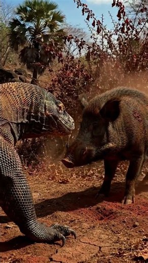 KOMODO DRAGON vs WILD BOAR Arid Indonesian Island #KomodoDragon #WildBoar #AnimalFight