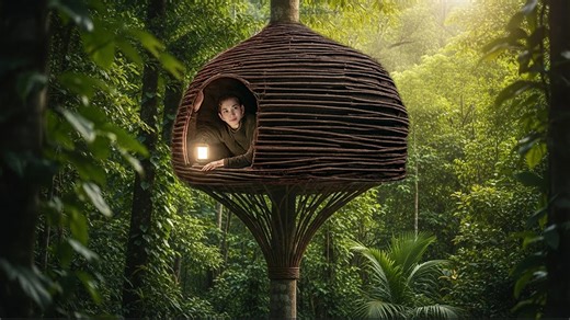 Built an Amazing Treehouse in the Forest | Bushcraft Shelter & ASMR Off Grid #survival #bushcraft #camping | Bushcraft Skills