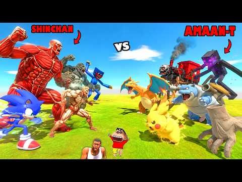 LUCKY MONSTER MYSTERY SPIN BATTLES with SHINCHAN vs CHOP vs AMAAN-T Animal Revolt Battle Simulator