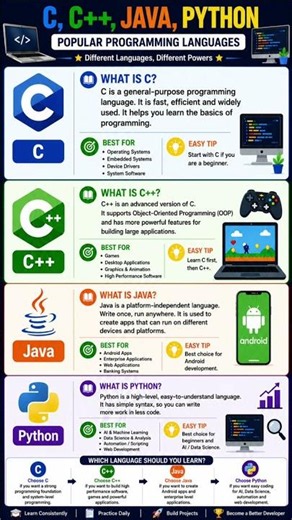 C vs C++ vs Java vs Python | Best Programming Languages for Beginners 🚀 #Programming #Coding #Python