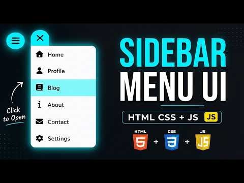 Click to Open Sidebar Menu | Smooth UI Animation (HTML CSS + JS)