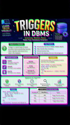 🤯😱SQL Triggers with Real-Life Example | DBMS#india #viral #bca #techshorts #viralvideo #viralshorts