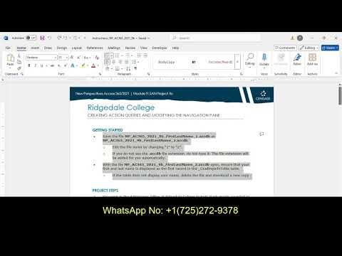 New Perspectives Access 2019 | Module 1: SAM Project 1b Ridgedale College