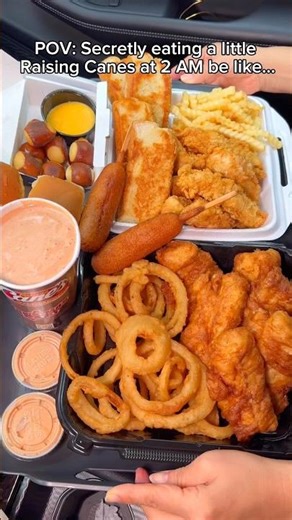 Secretly eating a little raising canes at 2 AM be like… #food #eating #mukbang #chicken #asmr