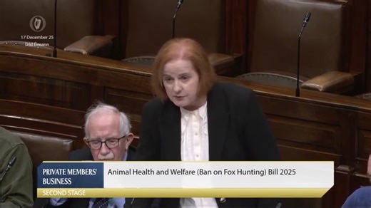"Rural people do NOT love fox hunting" - Ruth Coppinger TD (Solidarity) speaking during the Dail debate on her Animal Health & Welfare (Ban On Fox Hunting) Bill (17 December 2025) https://youtube.com/watch?v=T6OXndumdUc ACTION ALERT Help get fox hunting banned in Ireland Please get in touch with all your local TDs and urge them to pledge support for a ban on cruel fox hunting in Ireland. Visit the Oireachtas website for contact details https://www.oireachtas.ie/en/members/tds/?term=/ie/oireachta