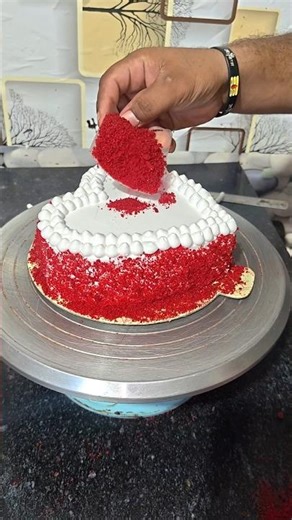 Dil wala Red velvet cake design tutorial #cake #trending #youtubeshorts #shortvideo #short #viral